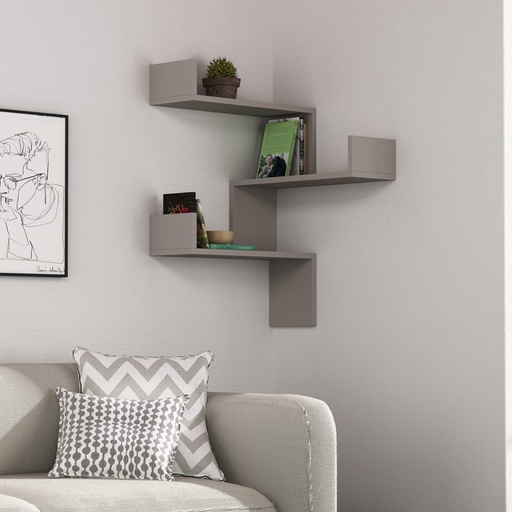 Siirt Corner Bookcase - Light Mocha