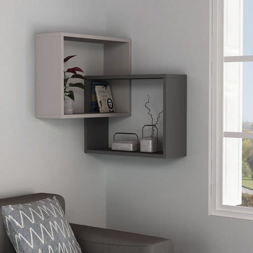 Marmaris Corner Bookcase - Light Mocha - Anthracite