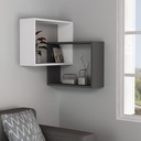 Marmaris Corner Bookcase - White - Anthracite