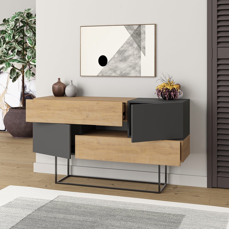 Erbaa Console - Oak - Anthracite