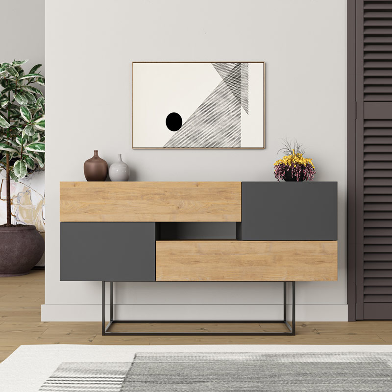 Erbaa Console - Oak - Anthracite