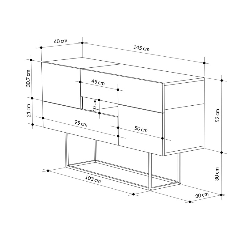 Erbaa Console - Oak - Anthracite