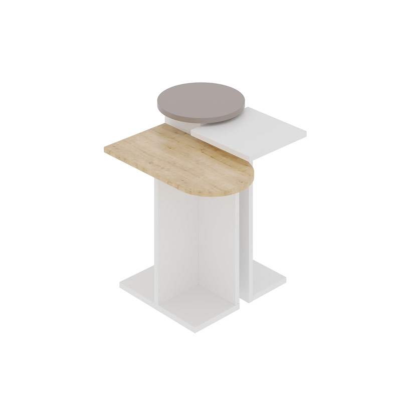 Kahramanmaraş Side Table - White - Oak - Light Mocha