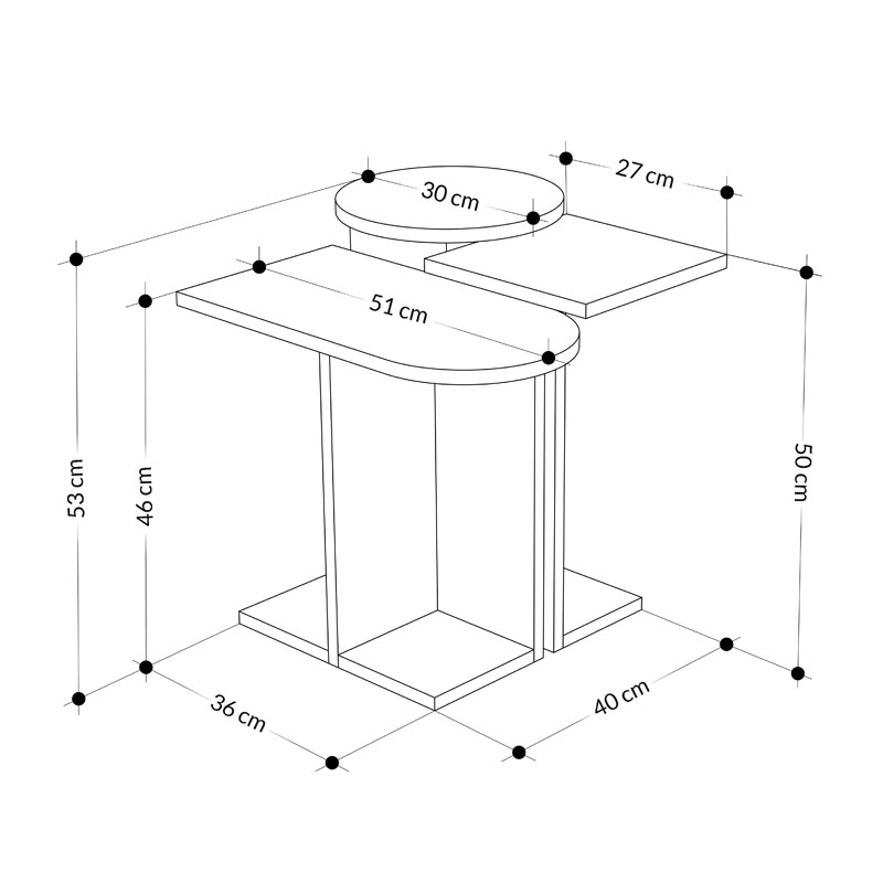 Kahramanmaraş Side Table - White - Oak - Light Mocha