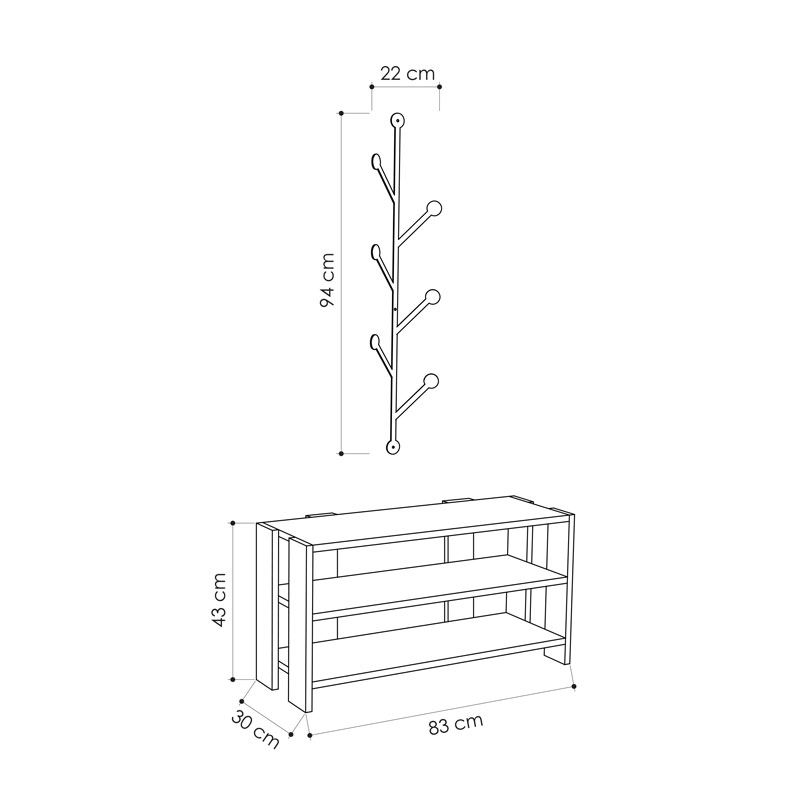 Derince Shoe Rack - Hanger - Anthracite - Light Mocha