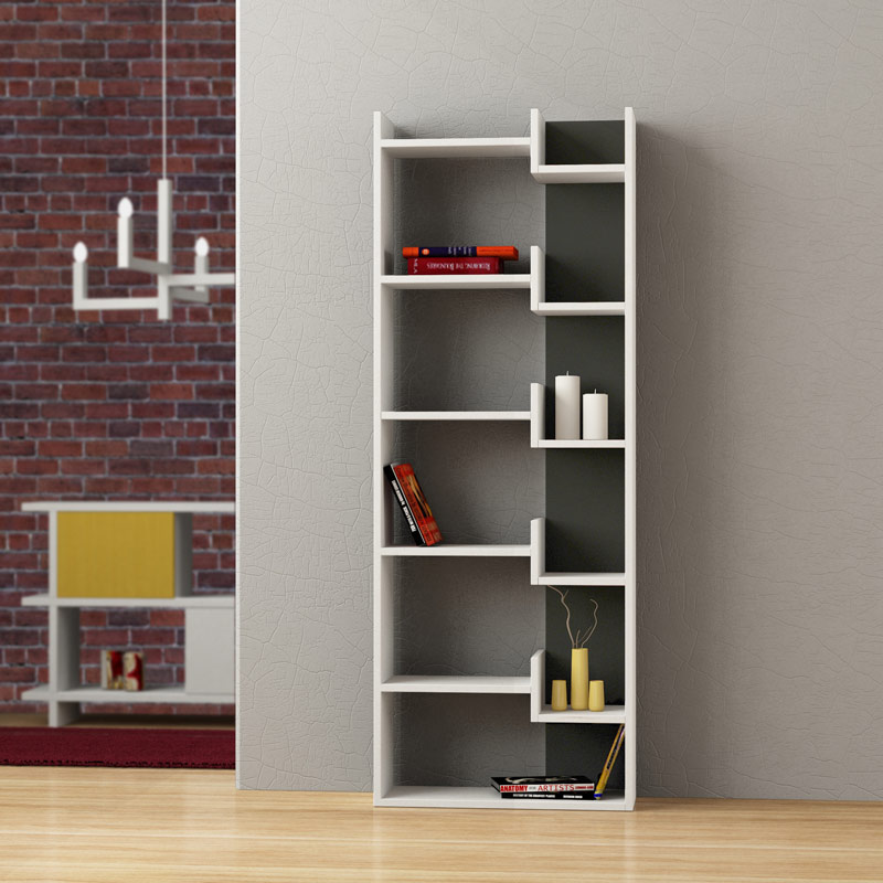 Osmancık Bookcase - White - Anthracite