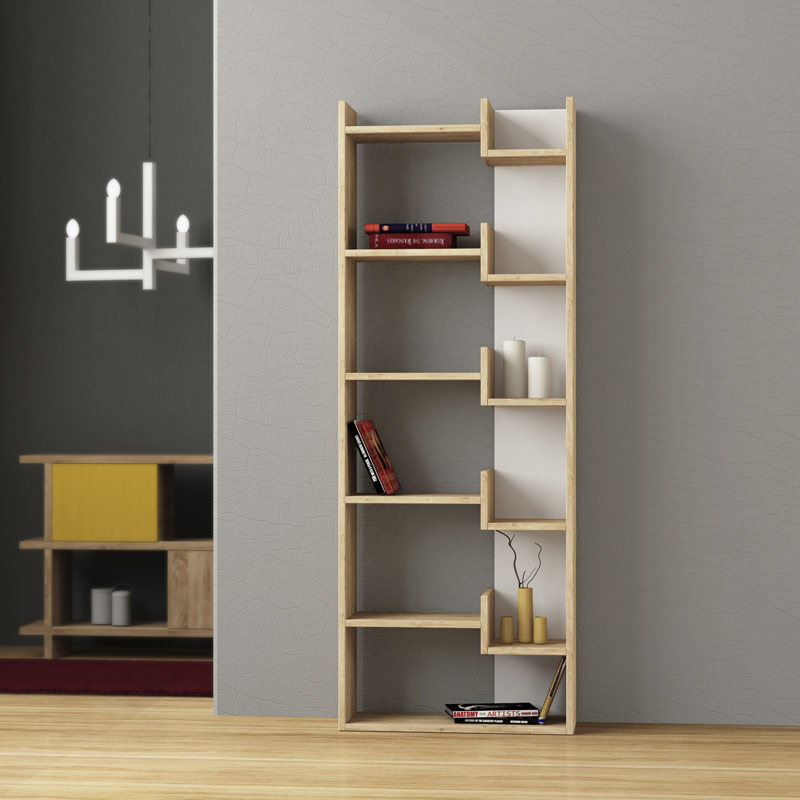 Osmancık Bookcase - Oak - White