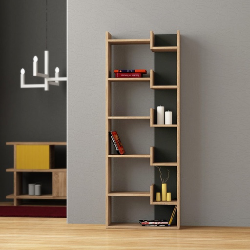 Osmancık Bookcase - Oak - Anthracite