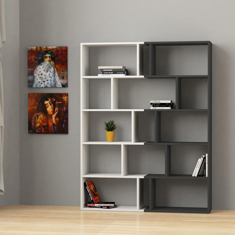 Karabuk Bookcase Set Of 2 - White - Anthracite