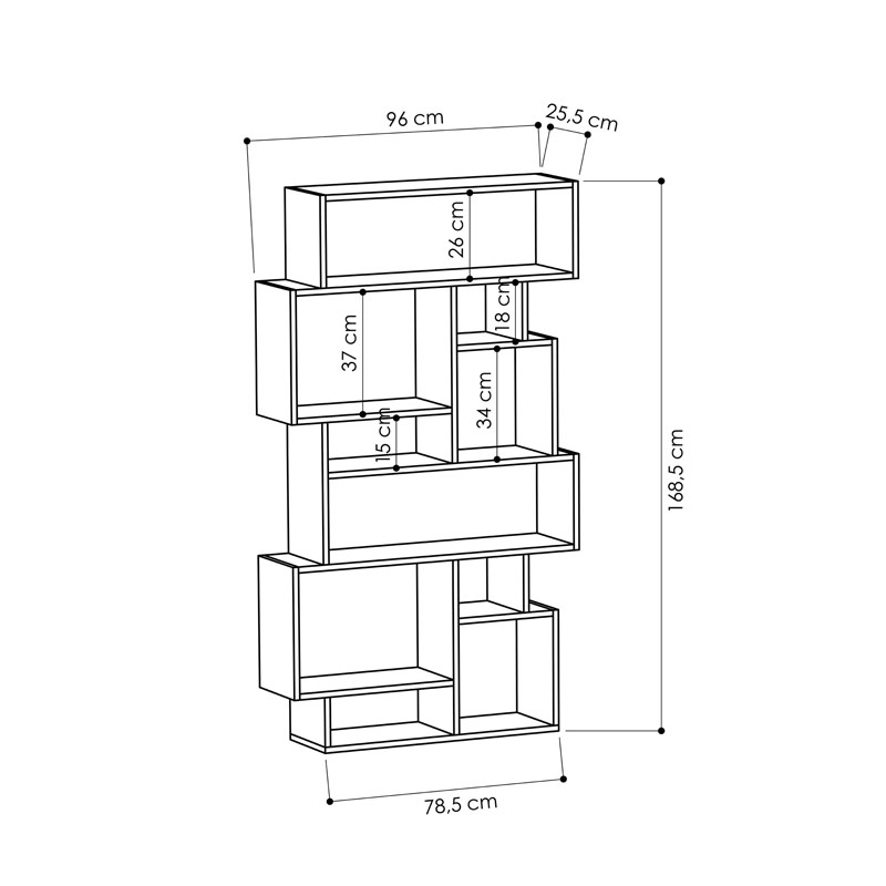 Sakarya Bookcase No.4 - Anthracite - Anthracite