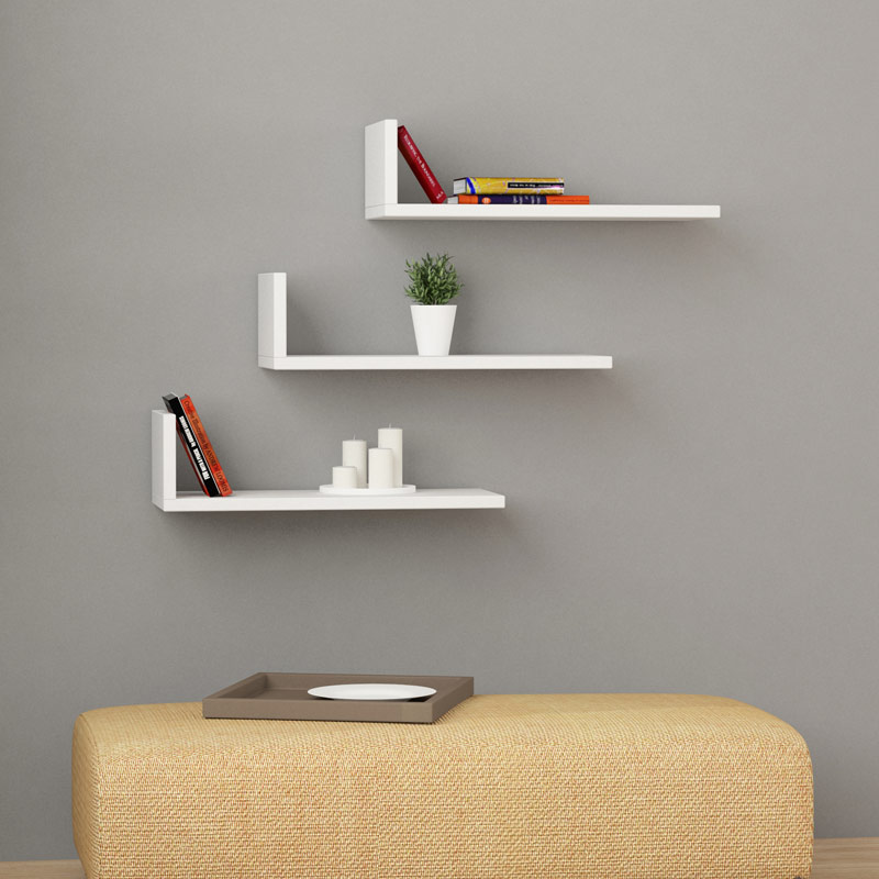 Trabzon L- Model Shelf - White