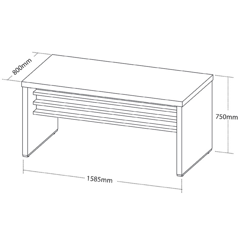  Aguas 1600 Desk - Light Oak/ White