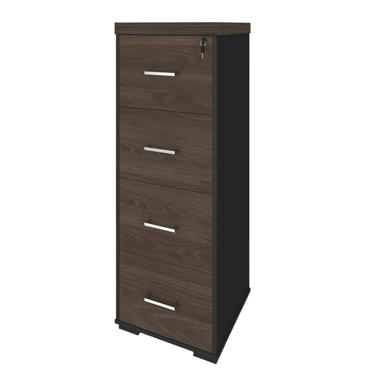  Aguas 4 Drawers File Cabinet II - Charuto/ Black