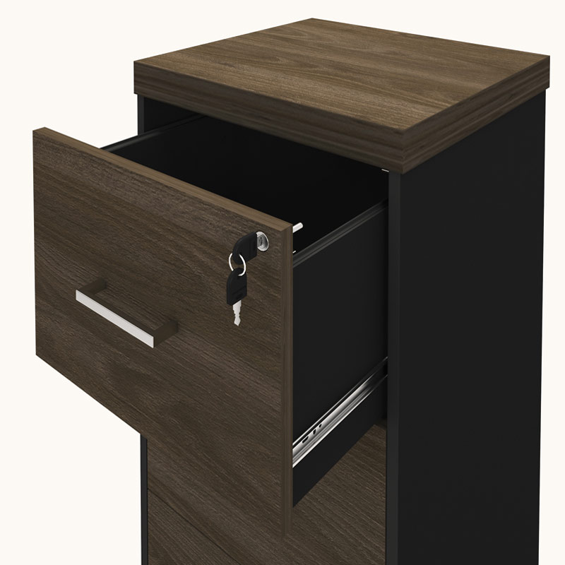  Aguas 4 Drawers File Cabinet II - Charuto/ Black