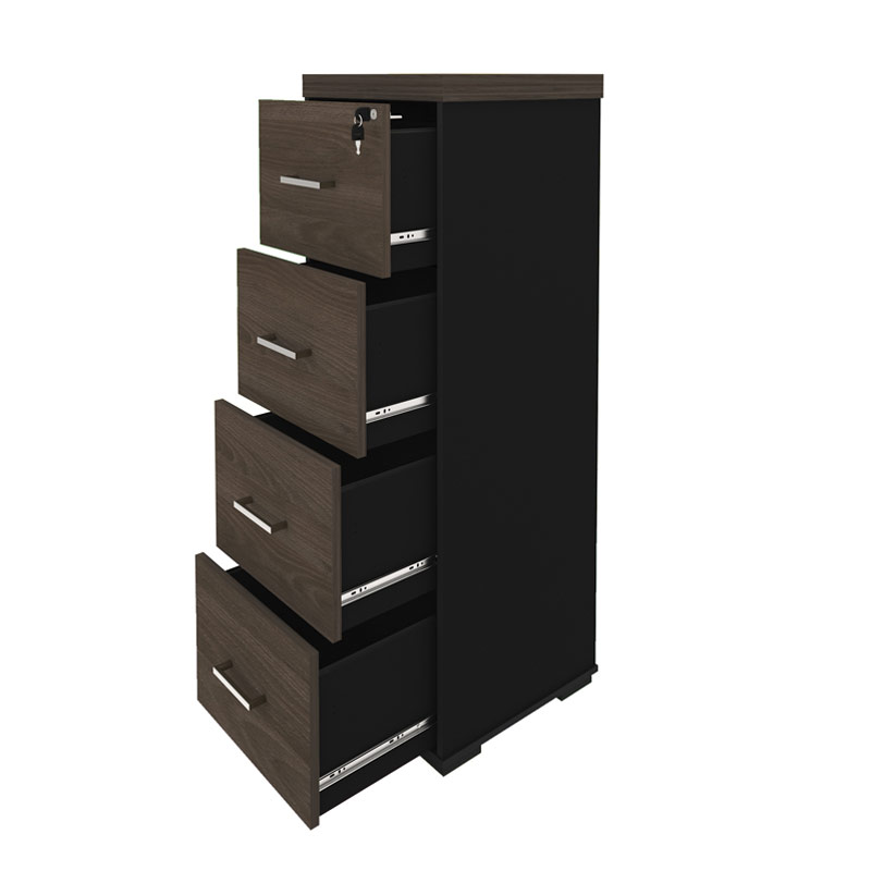  Aguas 4 Drawers File Cabinet II - Charuto/ Black