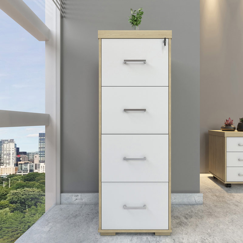  Aguas 4 Drawers File Cabinet II - Light Oak/ White