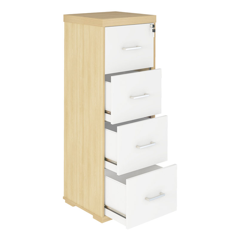  Aguas 4 Drawers File Cabinet II - Light Oak/ White