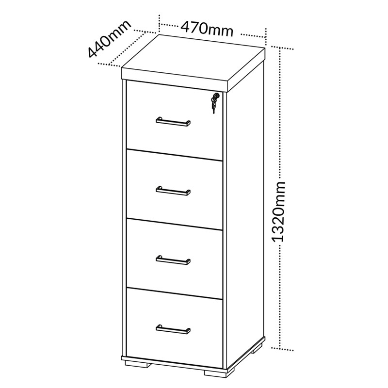  Aguas 4 Drawers File Cabinet II - Light Oak/ White
