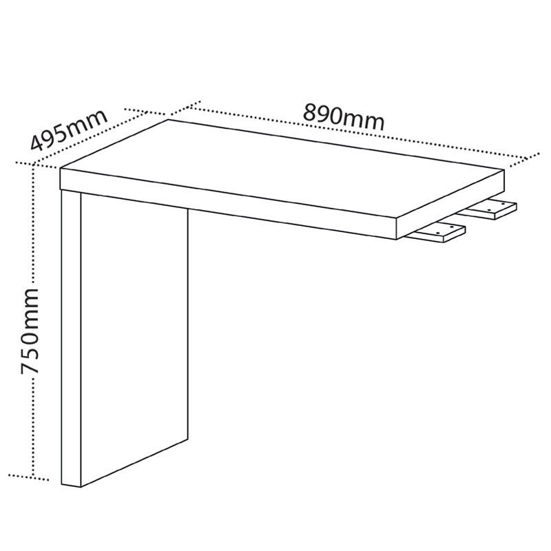  Aguas 890 Side Desk - Black