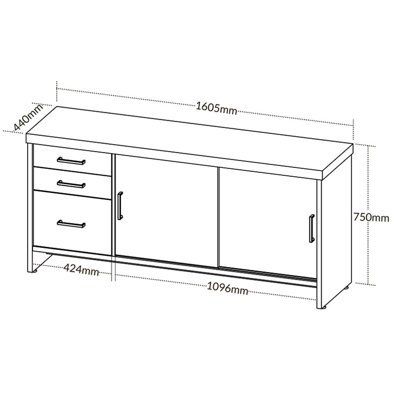  Aguas Cabinet With Drawers II - Charuto/ Black