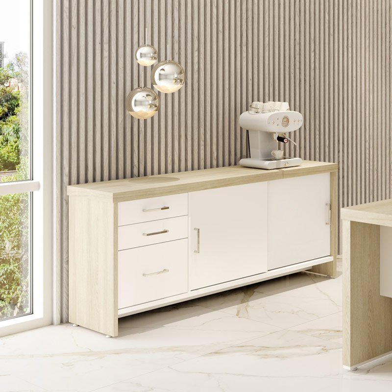  Aguas Cabinet With Drawers II - Light Oak/ White