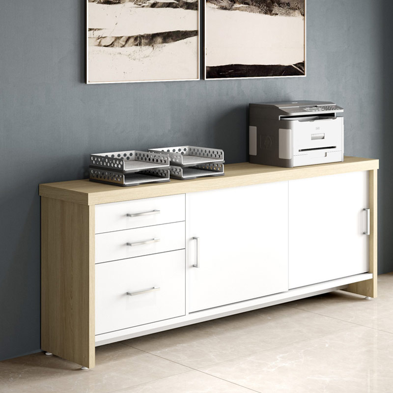  Aguas Cabinet With Drawers II - Light Oak/ White