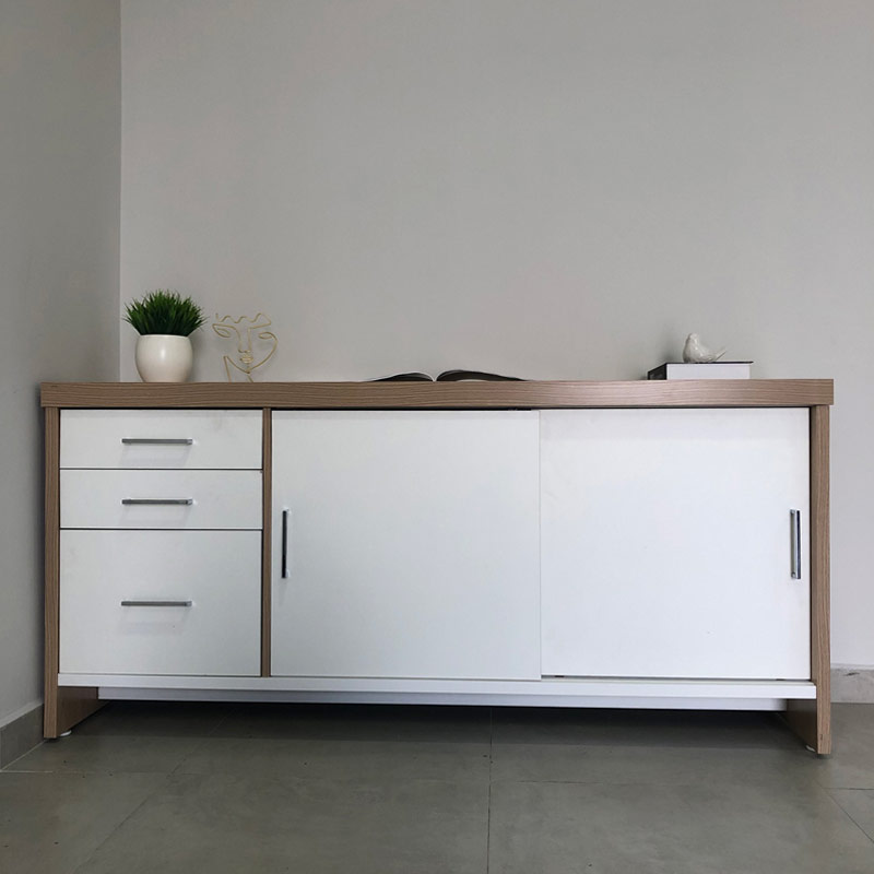  Aguas Cabinet With Drawers II - Light Oak/ White