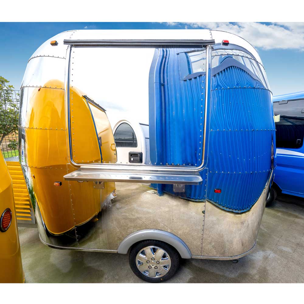 BERMINGHAM Food Trailer with Sink, Transportation cupboard, Cash drawer, Under counter Refrigerator & Water Heater-Gold