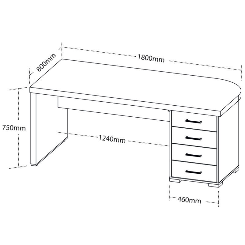  Aguas Desk With Drawers II LD 1775x805 - Charuto/ Black