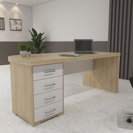  Alvorada Desk With Drawers II, Light Oak/ White, 1775x805mm