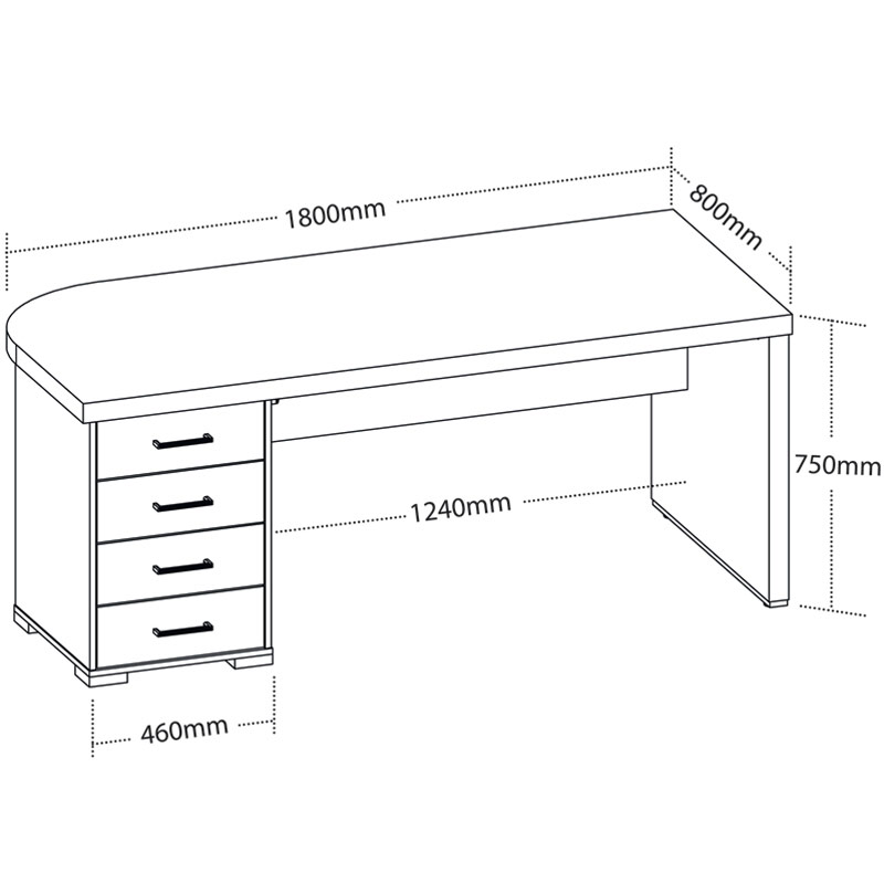  Aguas Desk With Drawers II LE 1775x805 - Light Oak/ White