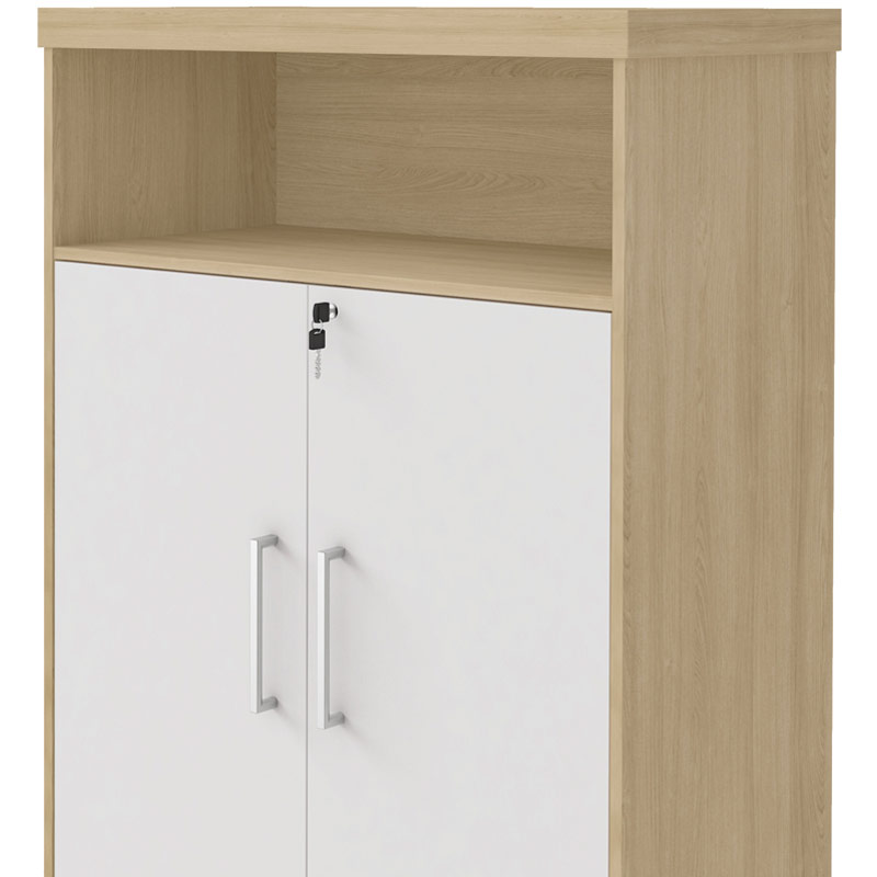  Aguas High Cabinet With Niche - Light Oak/ White