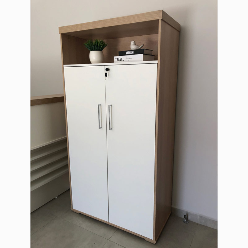  Aguas High Cabinet With Niche - Light Oak/ White