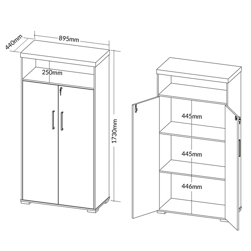  Aguas High Cabinet With Niche - Light Oak/ White