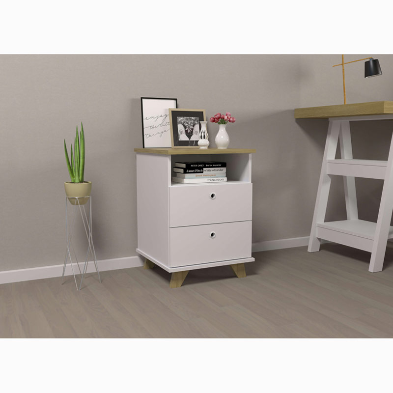  Aracaju Chest of 2 Drawers - Elm/ White