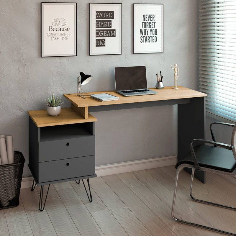  Bauru Desk - Elm/ Gray