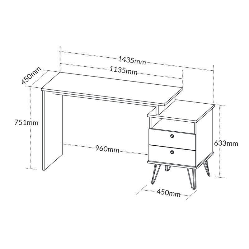  Bauru Desk - Elm/ Gray