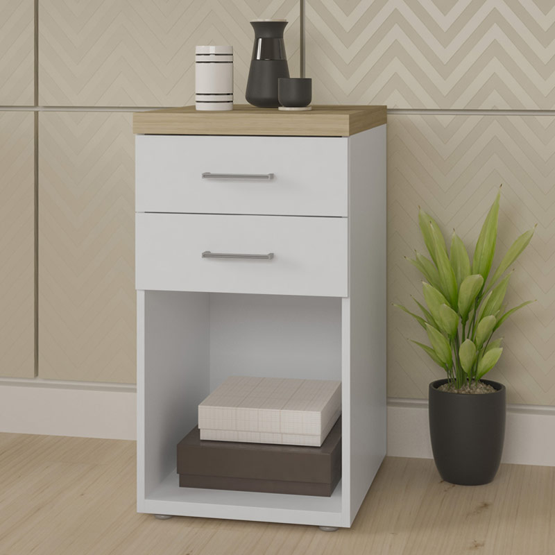  Belo Chest of 2 Drawers - Elm/ White