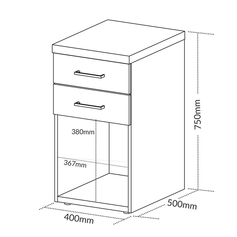  Belo Chest of 2 Drawers - Elm/ White