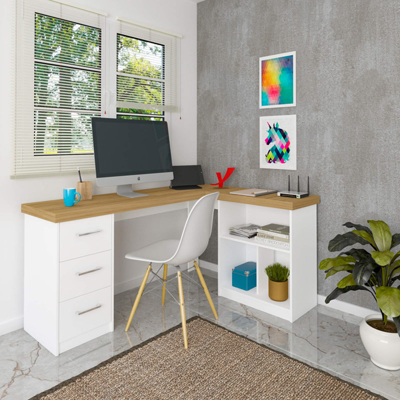  Betim Desk - Elm/ White