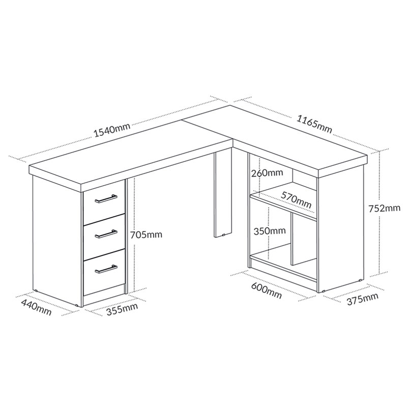  Betim Desk - Elm/ White