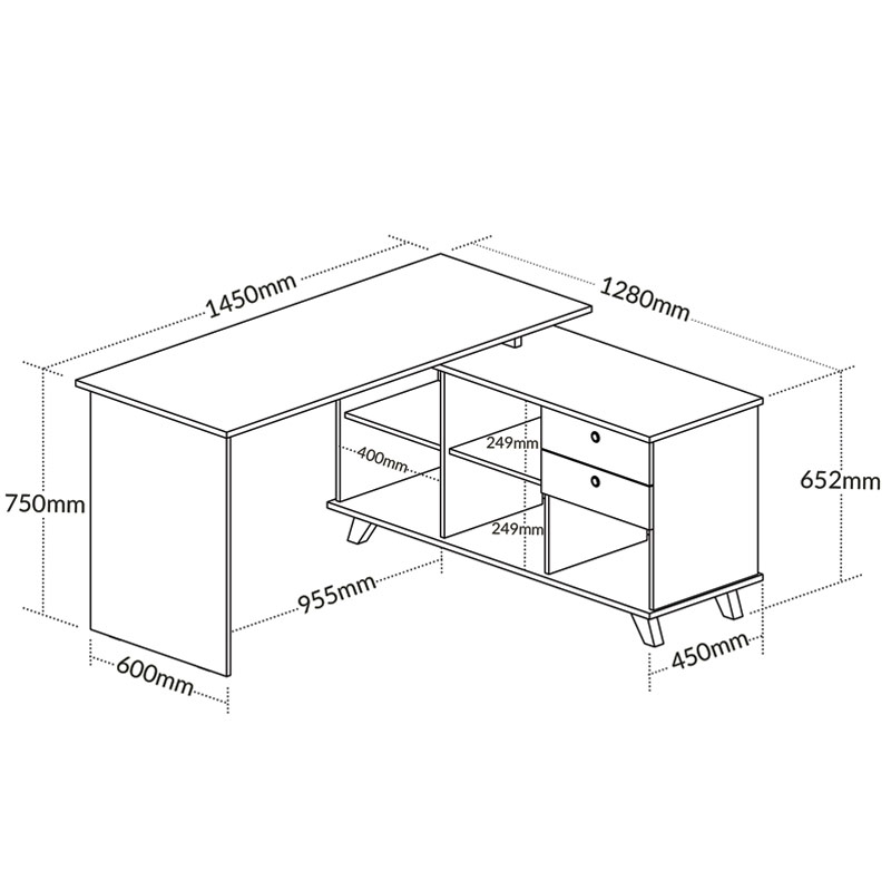  Cabo Desk - Freijo/Gray/White