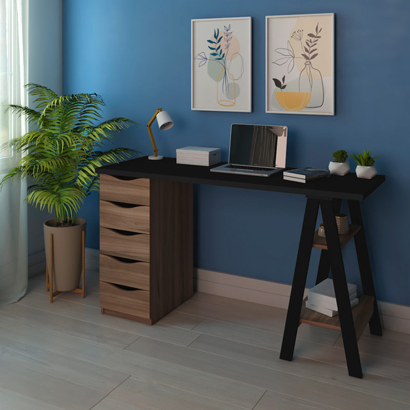  Caruaru Desk - Black/ Ipe