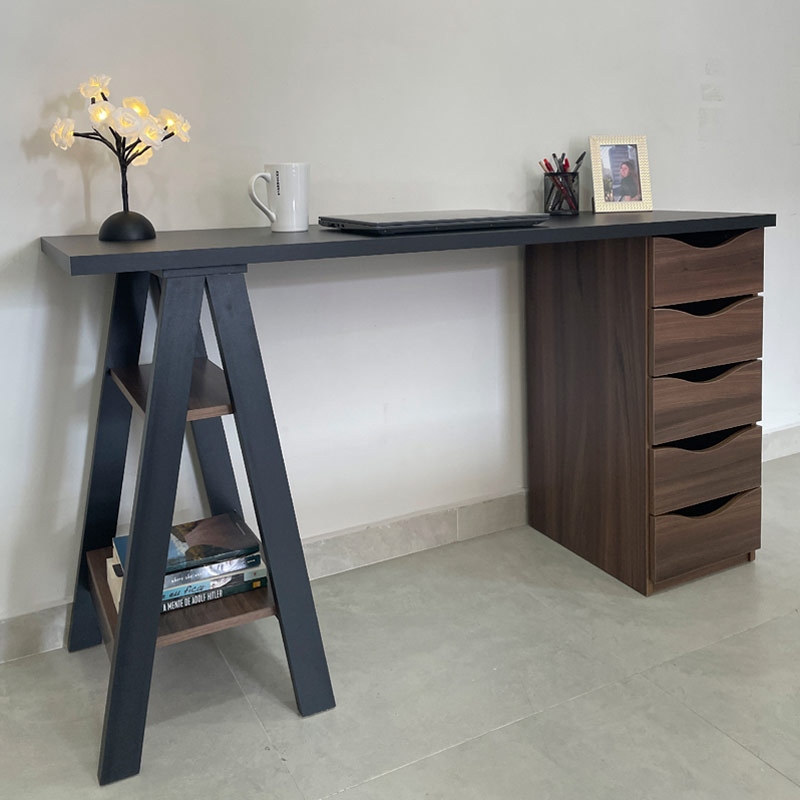  Caruaru Desk - Black/ Ipe