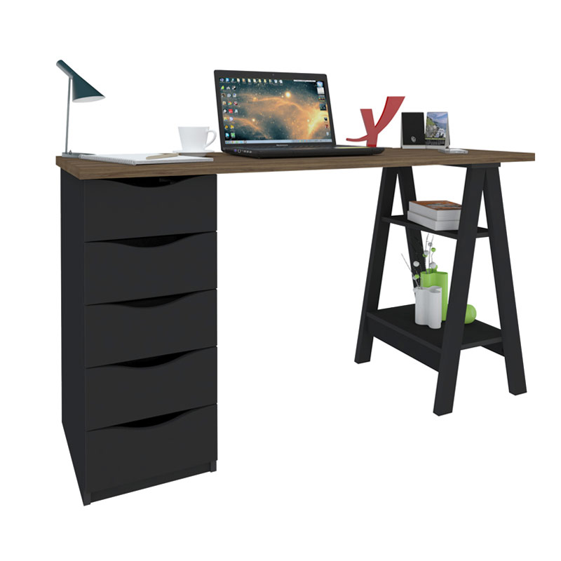  Caruaru Desk - Nogal/ Black