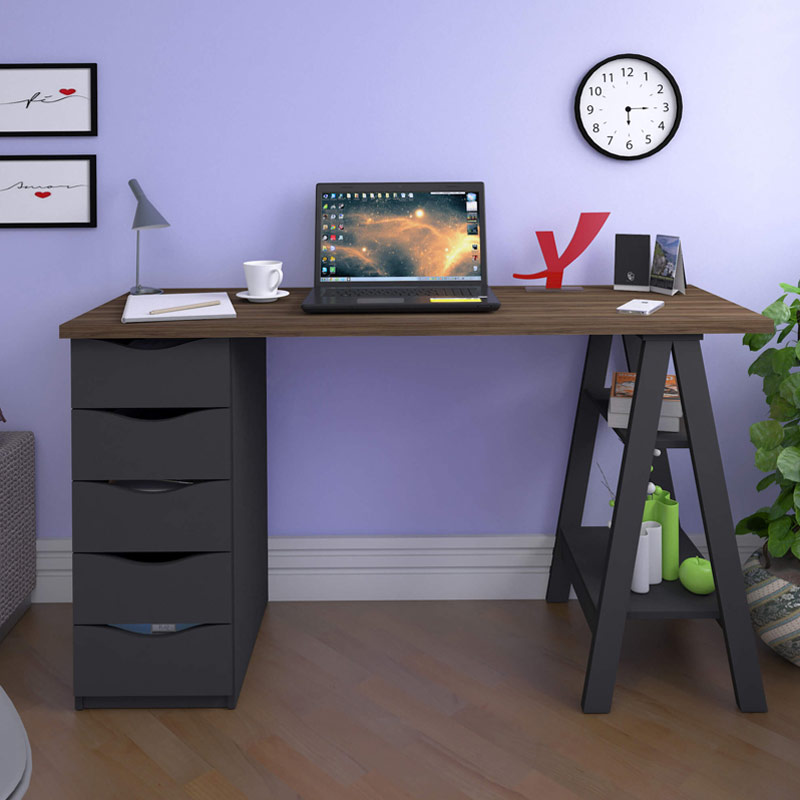  Caruaru Desk - Nogal/ Black