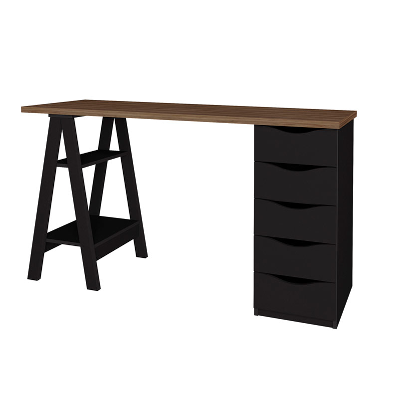  Caruaru Desk - Nogal/ Black