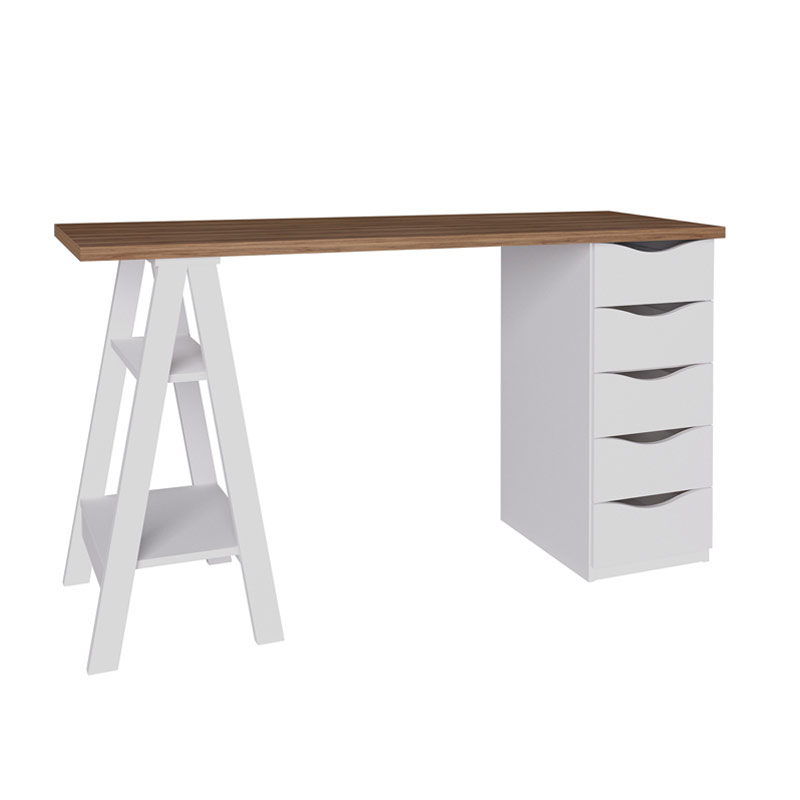  Caruaru Desk - Nogal/ White