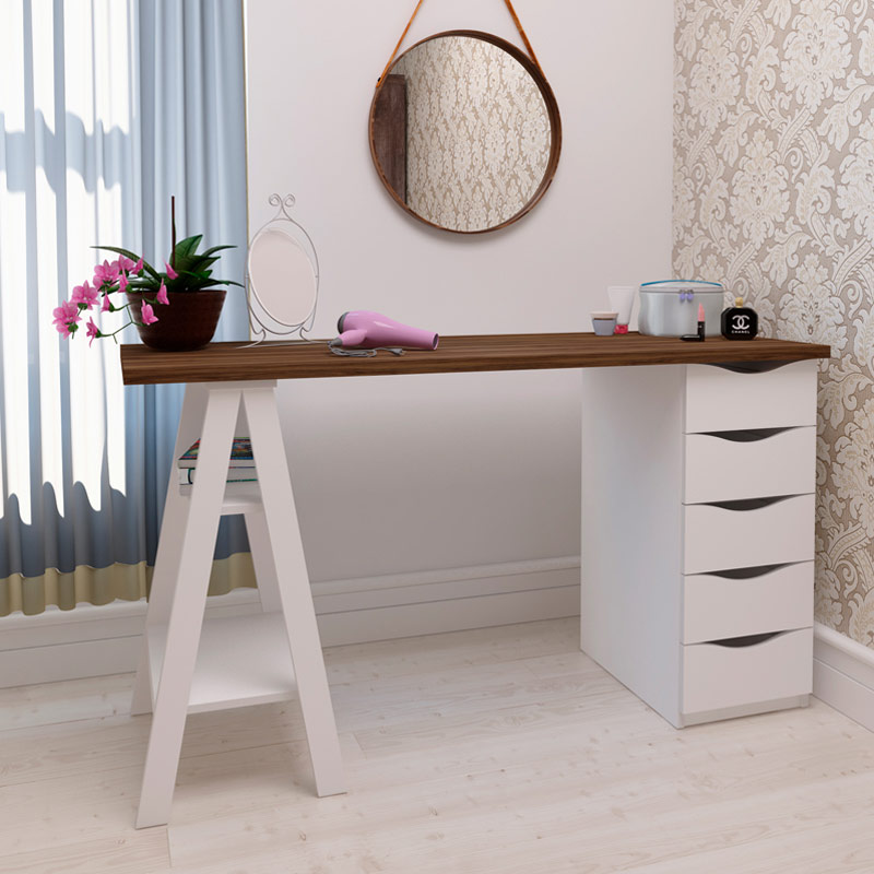  Caruaru Desk - Nogal/ White