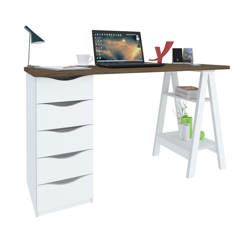  Caruaru Desk - Nogal/ White